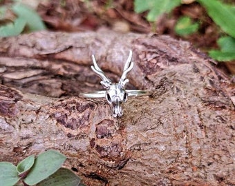 spirit animal MINI STAG SKULL sterling silver ring mystical magick amulet forest