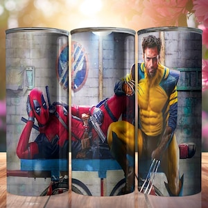 Envoltório de copo Deadpool e Wolverine, 20 onças Plantilla Sublimacion Deadpool Skinny Tumbler Wrap, design de copo de sublimação sem costura