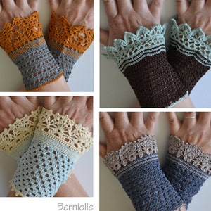 AUSTEN, Patrones de puños de crochet, juego de 4, muñequera, calentador de muñeca, guantes sin dedos, pulsera, pulsera de crochet, DESCARGA INSTANTÁNEA, PDF