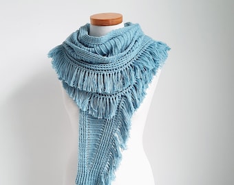 Crochet shawl pattern, FURROWS, textured crochet wrap, scarf pattern, triangle shawl, textured crochet scarf, INSTANT DOWNLOAD,  pdf