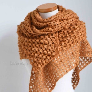 Crochet shawl pattern - CROSSROADS, lace crochet wrap, bobbles, textured scarf, bobble scarf, INSTANT DOWNLOAD, pdf