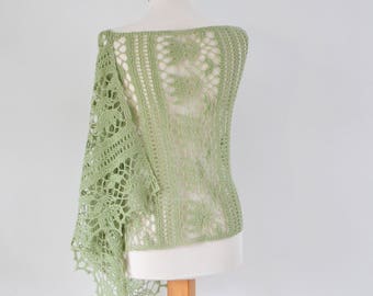 Crochet shawl pattern - ERETRIA, lace crochet scarf wrap, rectangle shawl, INSTANT DOWNLOAD, pdf
