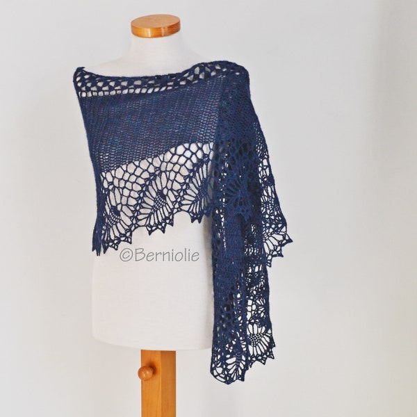 Crochet shawl pattern - OSWIN, crescent crochet wrap pattern, lace scarf pattern, summer wrap pattern, lace scarf, INSTANT DOWNLOAD, pdf