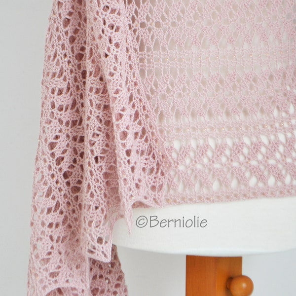 Crochet shawl pattern - LEYNORAH, lace crochet shawl wrap pattern, rectangle wrap, beaded shawl pattern, INSTANT DOWNLOAD, pdf