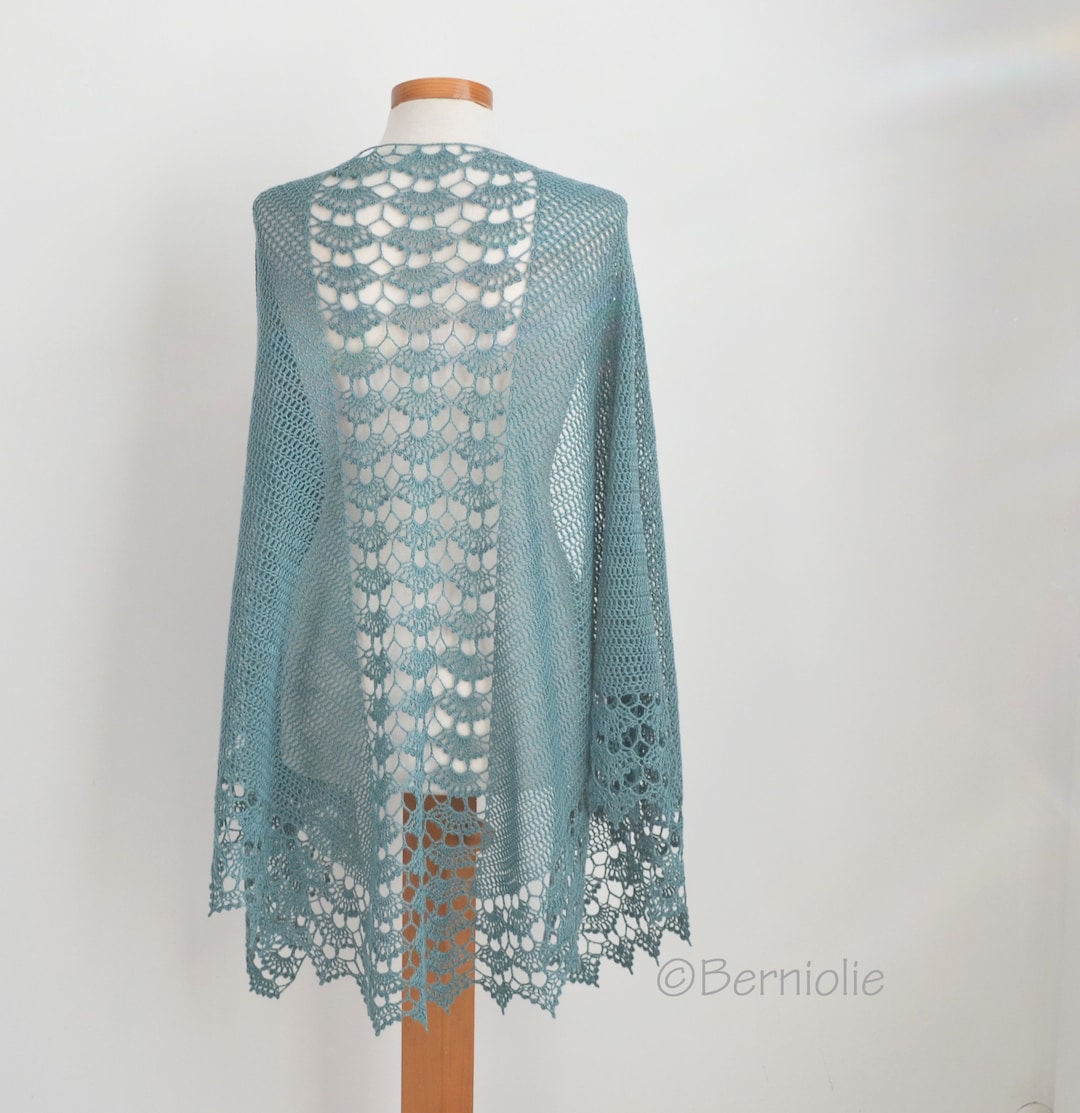 Lace Crochet Triangle Shawl Pattern - SPRING, Wrap (PDF Pattern) - Etsy