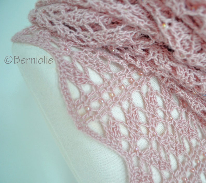 Crochet shawl pattern LEYNORAH, lace crochet shawl wrap pattern, rectangle wrap, beaded shawl pattern, INSTANT DOWNLOAD, pdf image 7