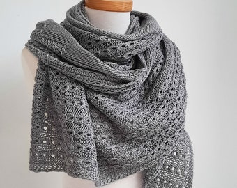 Knitted shawl pattern - WOODY, INSTANT DOWNLOAD, pdf