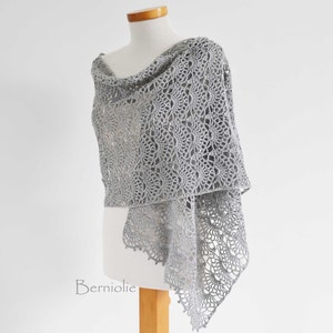 Crochet shawl pattern - SILVER, lace crochet wrap, rectangle scarf,  INSTANT DOWNLOAD, pdf