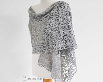 Crochet shawl pattern - SILVER, lace crochet wrap, rectangle scarf,  INSTANT DOWNLOAD, pdf