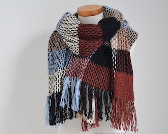 Crochet shawl pattern - PENNY, rectangular wrap scarf, color blocking pattern, INSTANT DOWNLOAD, pdf