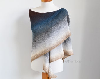 Knitted shawl pattern - GRADIENT, knitted wrap, gradient triangle wrap, INSTANT DOWNLOAD, pdf