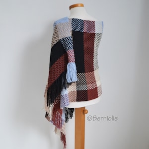 Crochet shawl pattern - PENNY, rectangular wrap scarf, color blocking pattern, INSTANT DOWNLOAD, pdf