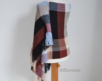 Crochet shawl pattern - PENNY, rectangular wrap scarf, color blocking pattern, INSTANT DOWNLOAD, pdf