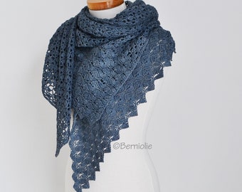 Crochet shawl pattern - YINTHE, lace crochet triangle wrap, textured shawl, INSTANT DOWNLOAD, triangle scarf pdf