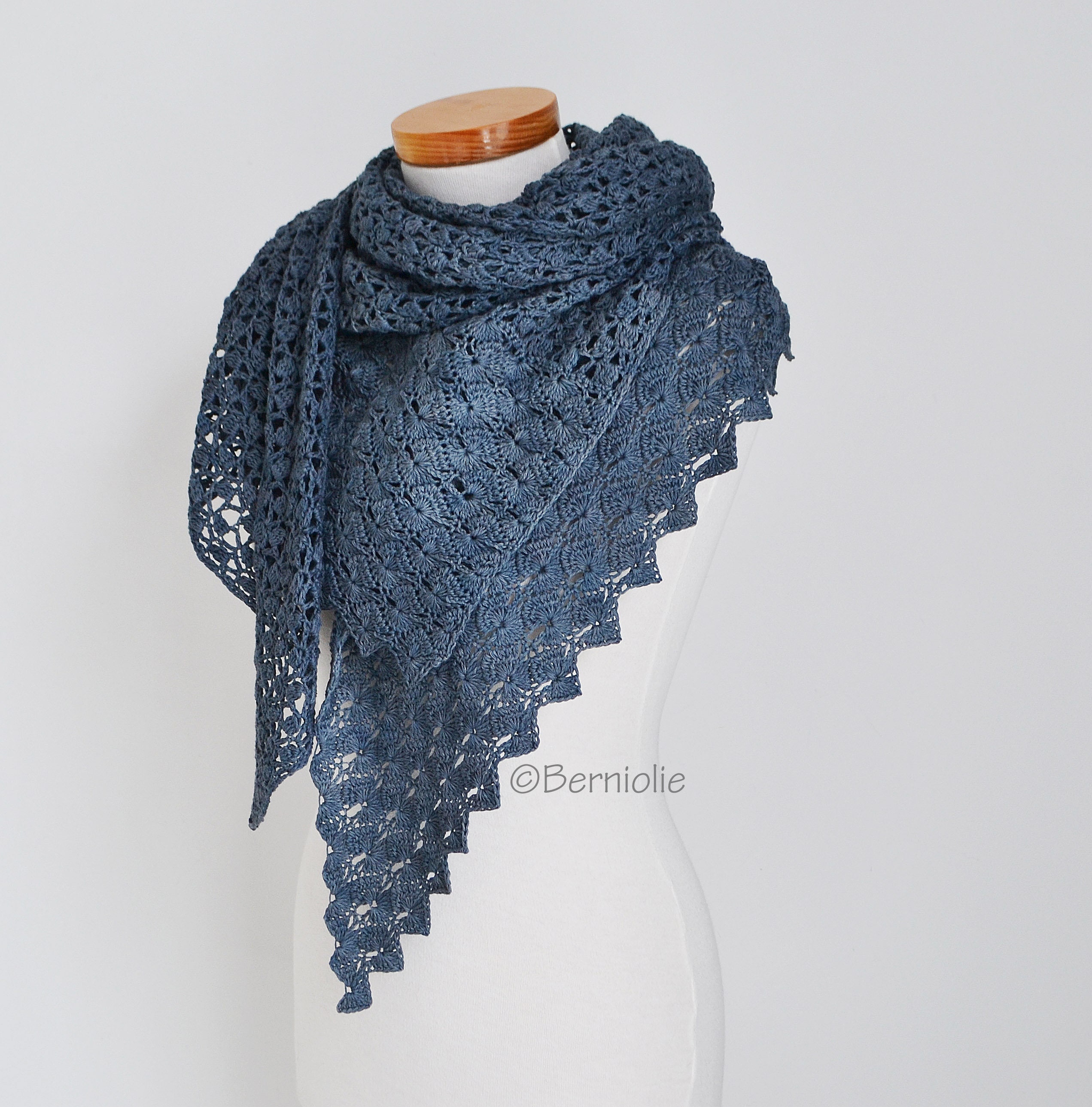 Lace Crochet Triangle Shawl Pattern - YINTHE, Textured Wrap (PDF) - Etsy