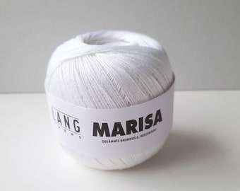 Crochet  yarn, white yarn, 100% cotton, crochet thread, Lang Yarns Marisa