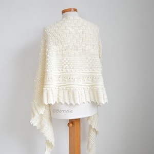 Crochet shawl pattern, BIBLIO, textured crochet wrap, scarf pattern, crescent shawl, lace pattern, crochet scarf, INSTANT DOWNLOAD, pdf image 5