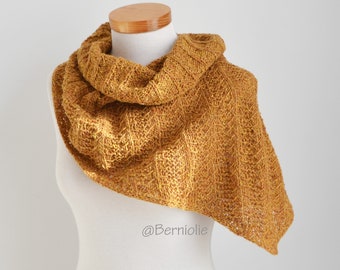 Knitted cowl pattern - MILLY,  knitted shawl scarf cowl, worked flat at first then worked in the round, INSTANT DOWNLOAD, pdf