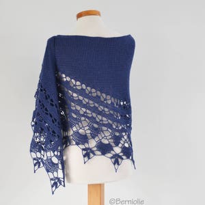 Crochet shawl pattern - TOVAH, crescent lace crochet wrap scarf pattern, INSTANT DOWNLOAD,  pdf
