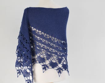 Crochet shawl pattern - TOVAH, crescent lace crochet wrap scarf pattern, INSTANT DOWNLOAD,  pdf