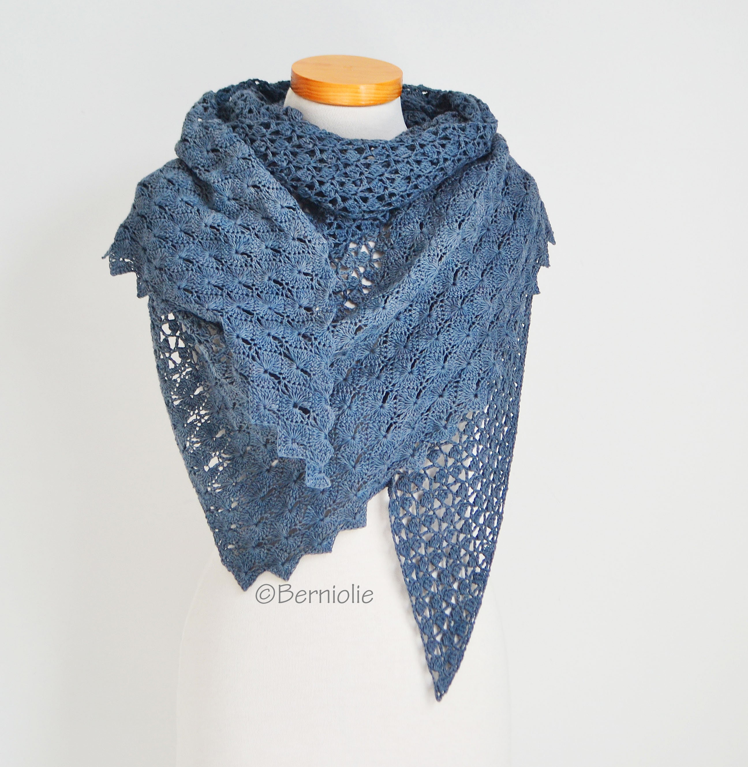Crochet Shawl Pattern - YINTHE, Lace Crochet Triangle Wrap, Textured ...