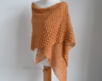 Crochet shawl pattern - CROSSROADS, lace crochet wrap, bobbles, textured scarf, bobble scarf, INSTANT DOWNLOAD, pdf