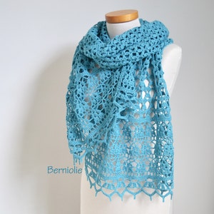 Crochet shawl pattern - NOOR,  lace crochet scarf wrap, rectangle crochet pattern, INSTANT DOWNLOAD, pdf