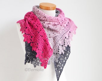 Crochet shawl pattern - NYOTA,  triangle wrap scarf, worked sideways, INSTANT DOWNLOAD, pdf