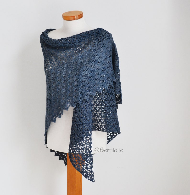 Lace Crochet Triangle Shawl Pattern - YINTHE, Textured Wrap (PDF) - Etsy
