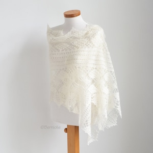 Crochet shawl pattern - LUNA, lace crochet wrap pattern, rectangle scarf, summer wrap, mohair shawl, INSTANT DOWNLOAD, pdf