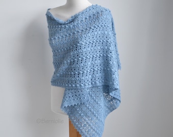 Crochet shawl pattern - DOORTJE, lace crochet wrap, rectangle scarf,  INSTANT DOWNLOAD, pdf