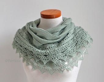 Crochet shawl pattern - ROWENA Crescent lace scarf (pdf)