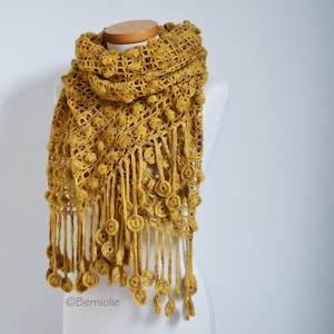 Crochet shawl pattern - BASILIA, rectangle scarf, crochet wrap, textured shawl, INSTANT DOWNLOAD, pdf