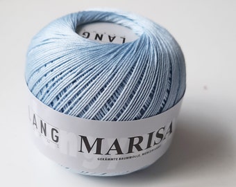 Crochet  yarn, Light blue yarn, 100% cotton, crochet thread, Lang Yarns Marisa