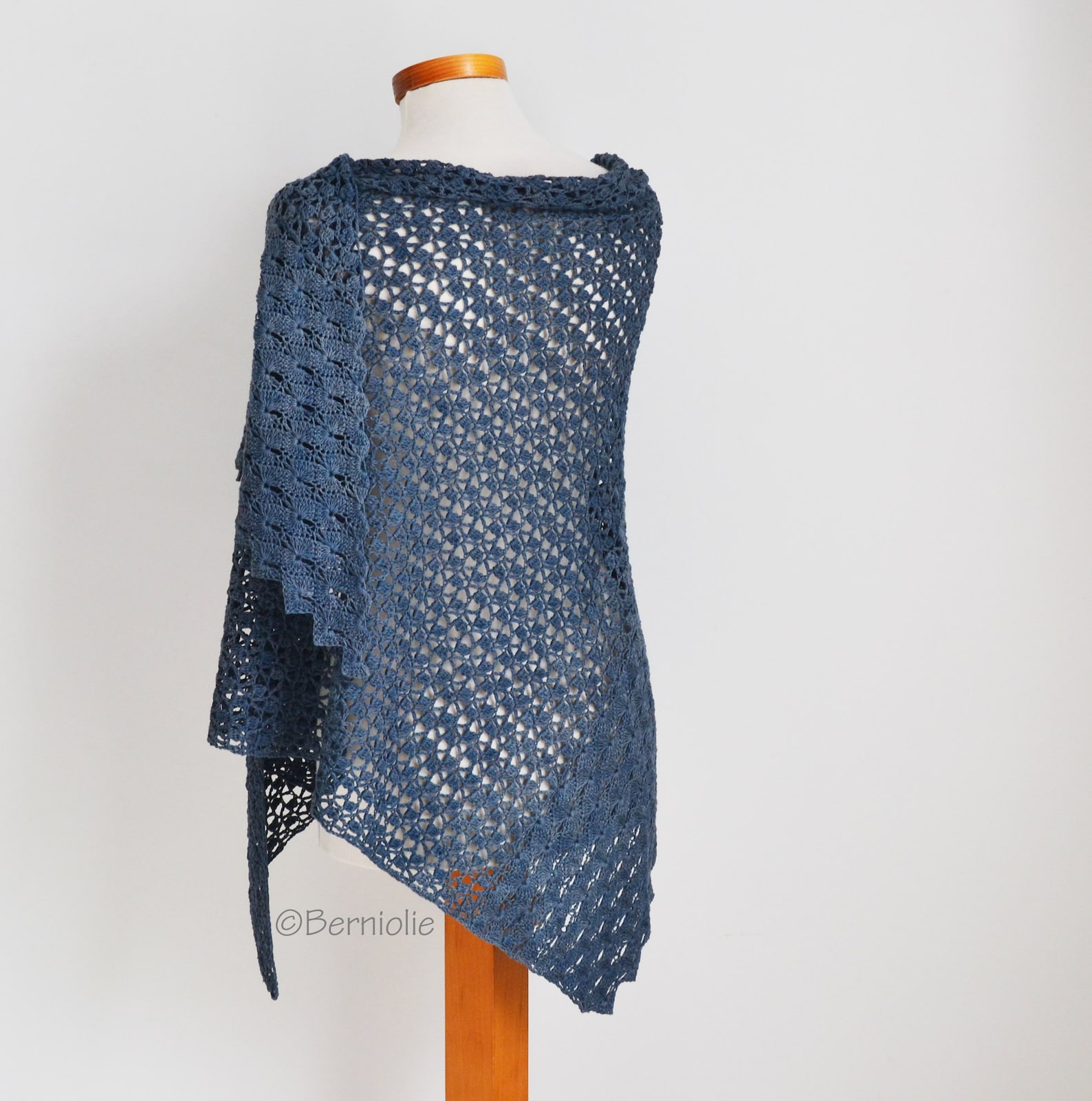 Crochet Shawl Pattern - YINTHE, Lace Crochet Triangle Wrap, Textured ...