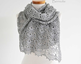 Schema per scialle all'uncinetto - ARGENTO, scialle all'uncinetto in pizzo, sciarpa rettangolare, DOWNLOAD IMMEDIATO, pdf