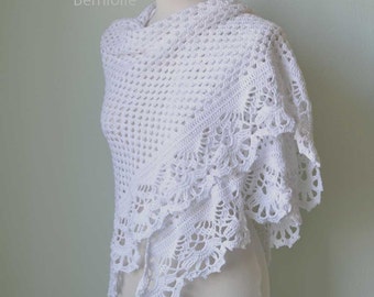 Crochet shawl pattern - VICTORIA, lace crochet shawl wrap pattern, triangle scarf, INSTANT DOWNLOAD, pdf