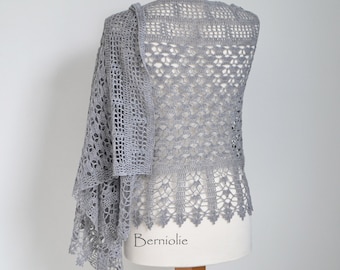 Crochet shawl pattern - GRACE, lace crochet wrap, rectangle shawl, lace scarf pattern, INSTANT DOWNLOAD, pdf