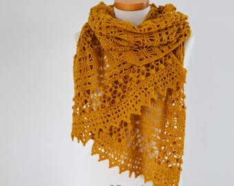 Crochet shawl pattern - MARIGOLD, INSTANT DOWNLOAD, pdf
