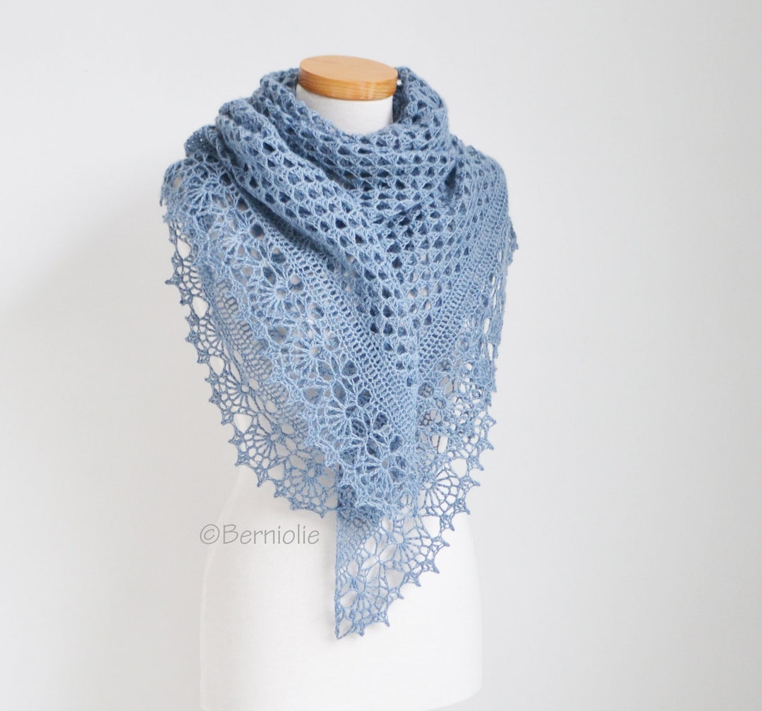 Crochet Shawl Pattern - ASHLEY, Triangle Wrap Scarf, Worked Top Down ...