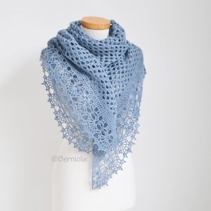 Crochet shawl pattern - ASHLEY, triangle wrap scarf, worked top down, INSTANT DOWNLOAD, pdf