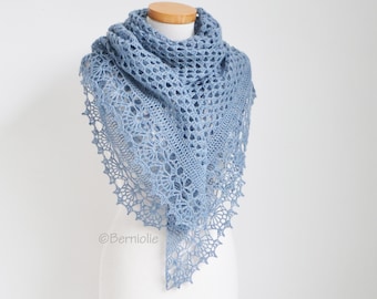 Crochet shawl pattern - ASHLEY, triangle wrap scarf, worked top down, INSTANT DOWNLOAD, pdf