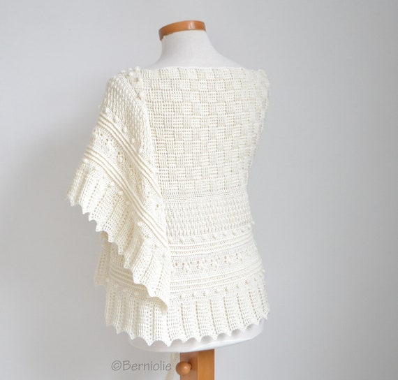 Crochet shawl pattern, BIBLIO, textured crochet wrap, scarf pattern, crescent shawl, lace pattern, crochet scarf, INSTANT DOWNLOAD,  pdf