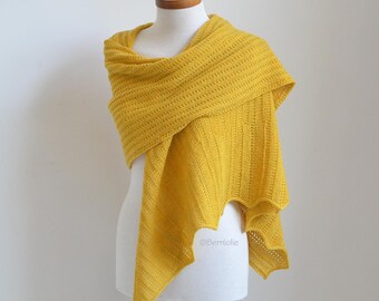 Knitted shawl pattern, NOVA, triangle knitted scarf, worked sideways, slightly asymmetrical, INSTANT DOWNLOAD, pdf