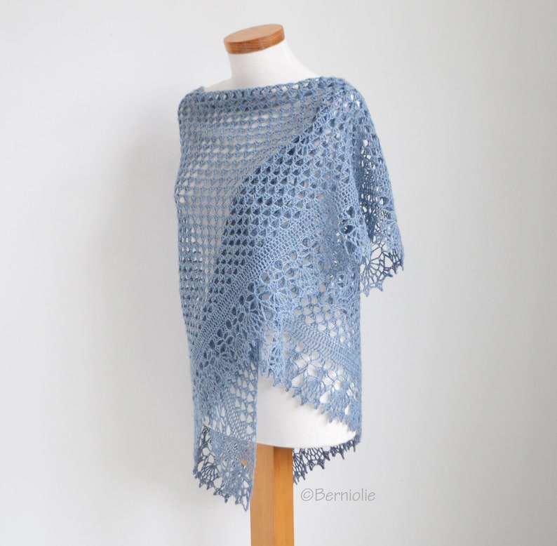 Crochet Shawl Pattern - ASHLEY, Triangle Wrap Scarf, Worked Top Down ...
