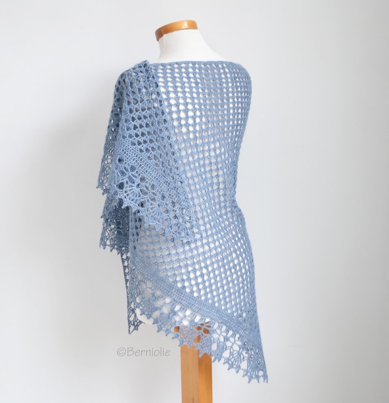 Crochet Shawl Pattern - ASHLEY, Triangle Wrap Scarf, Worked Top Down ...