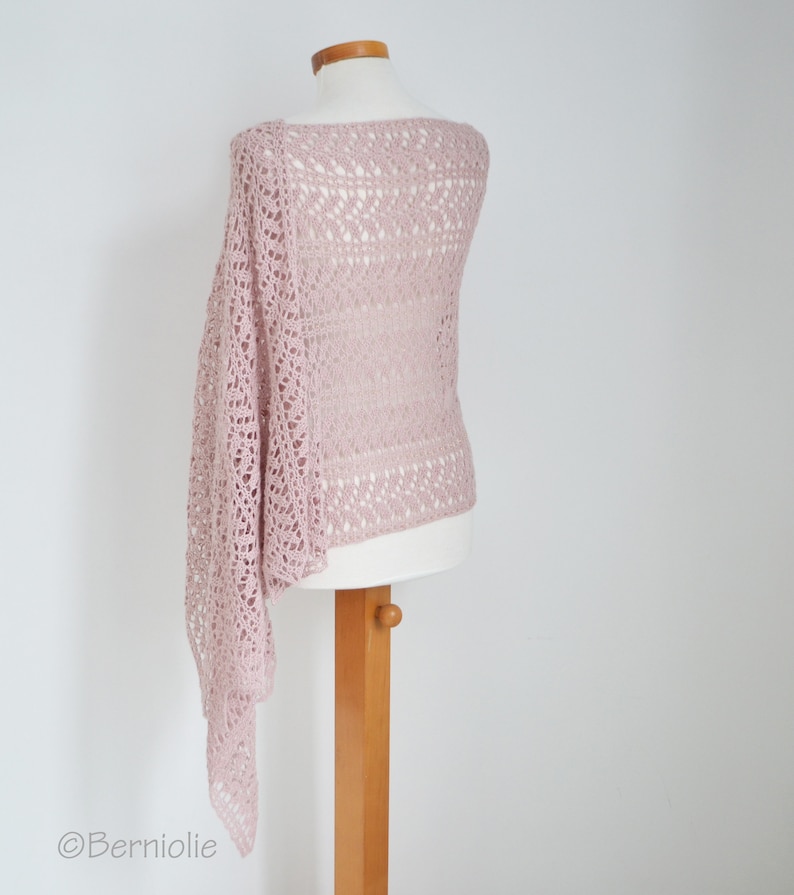 Crochet shawl pattern LEYNORAH, lace crochet shawl wrap pattern, rectangle wrap, beaded shawl pattern, INSTANT DOWNLOAD, pdf image 6