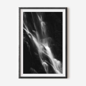 Black and White Waterfall Wall Art - Fine Art Photography Print for Modern Home Decor and Elegant Interior Design Accents