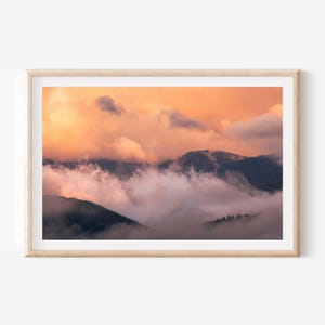 Mountain Sunrise Art - Golden Light Landscape Photography Print for Modern Wall Decor, Perfect for Nature Lovers and Elegant Home Interiors