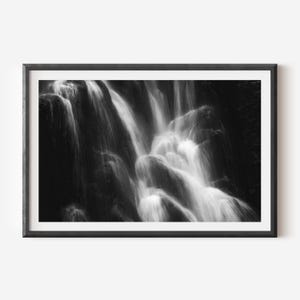 Elegant Black & White Waterfall Art - Minimalist Nature Photography Print for Modern Wall Decor and Sophisticated Home Interiors